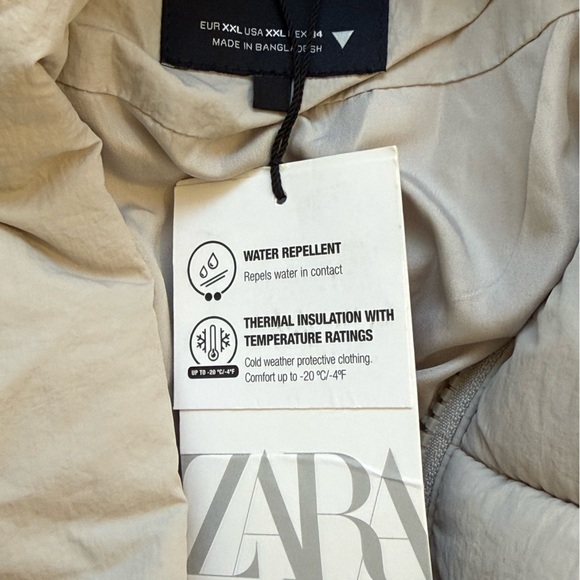 Zara Women's Light Beige Puffer Jacket with hood NWT - Picture 7 of 16